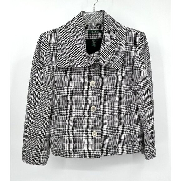 Lauren Ralph Lauren Jackets & Blazers - LAUREN RALPH LAUREN jacket blazer 100% linen glen plaid career preppy black 8